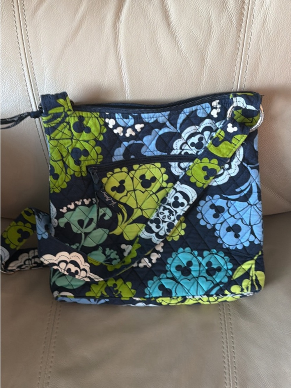 Vera Bradley Navy Floral Quilted Crossbody with Blue & Green Accents